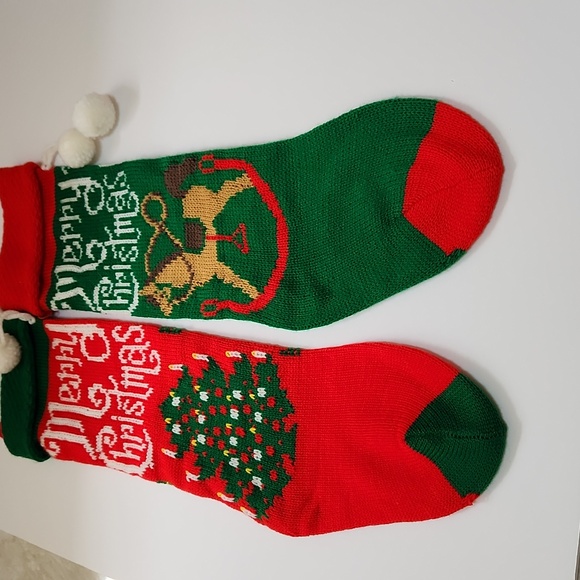 Vintage Knit Christmas Stockings Socks Retro Mid Century - Picture 4 of 5